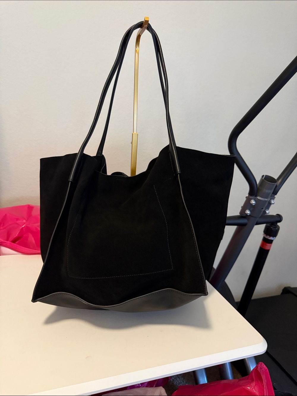 J. Crew Black Suede & Leather Tote